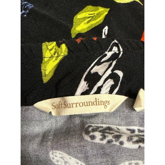 Soft Surroundings Women's Skirt Black Floral 100% Rayon Tropical Petite Large PL - Picture 8 of 11